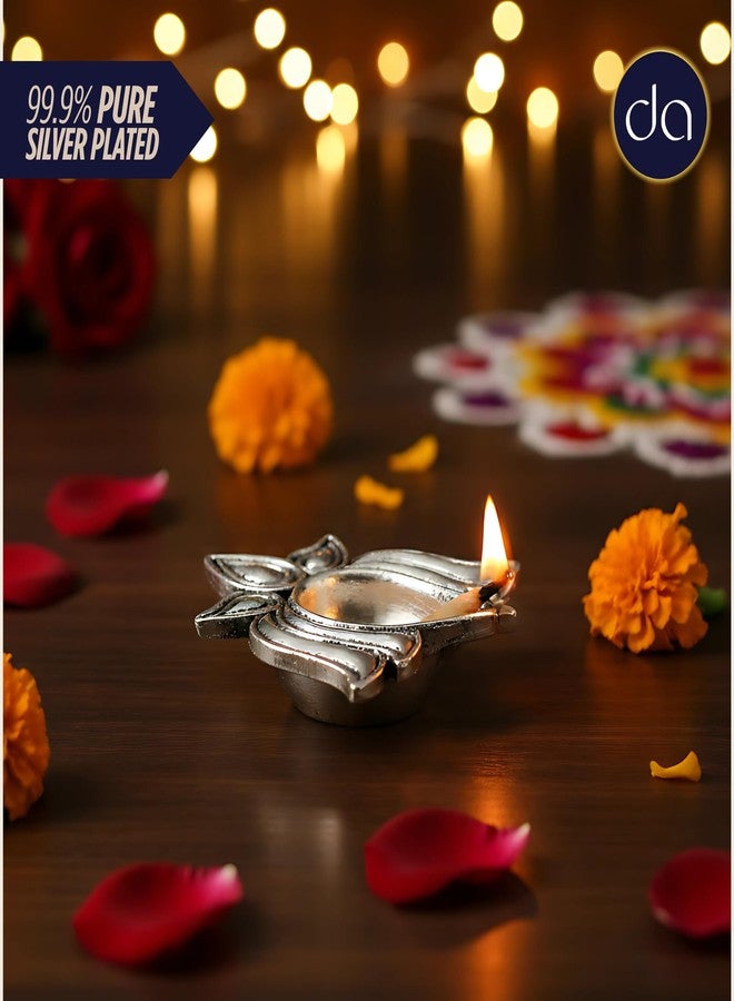 Dev Aastha 999 Pure Silver Plated Lotus Diyas | Set of 2 Diyas | Auspicious Diwali & Festive Decor for Home Temple & Mandir | Handcrafted Pooja Items & Traditional Gifting Choice - Image 5